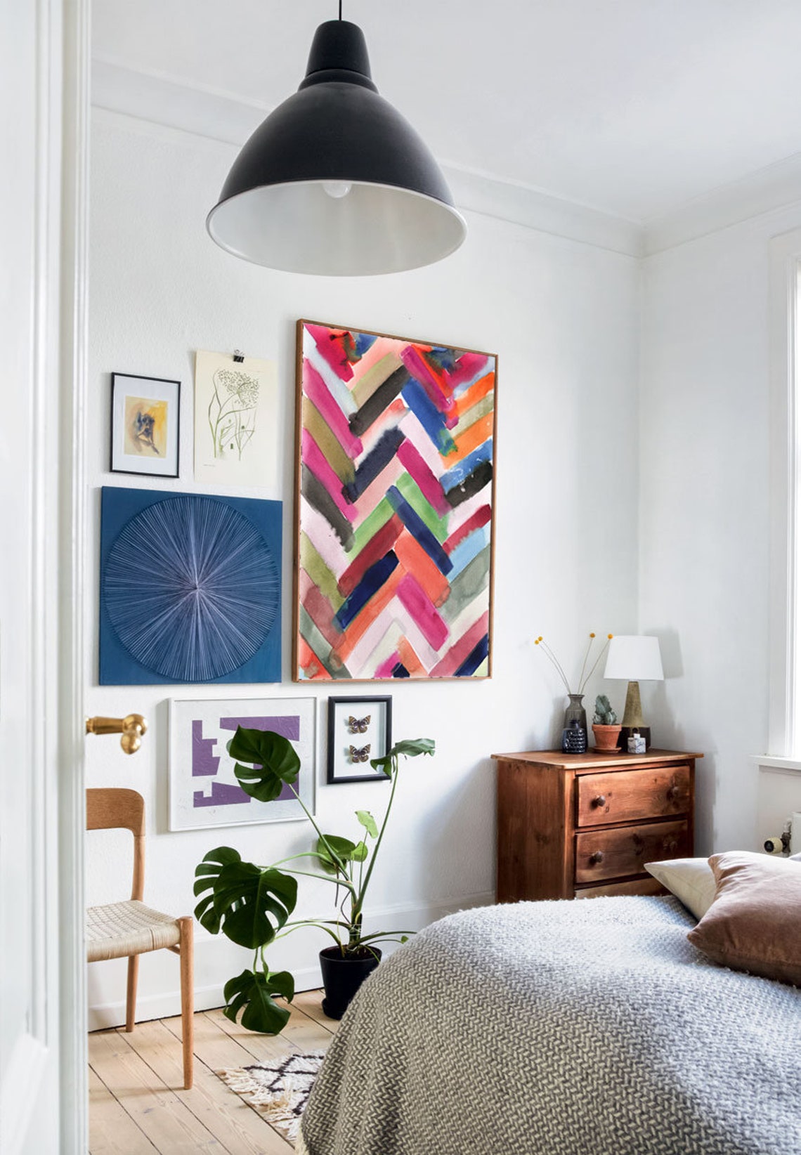 Colorful Chevron Herringbone Watercolor Bold Geometric Art Print - Image 3