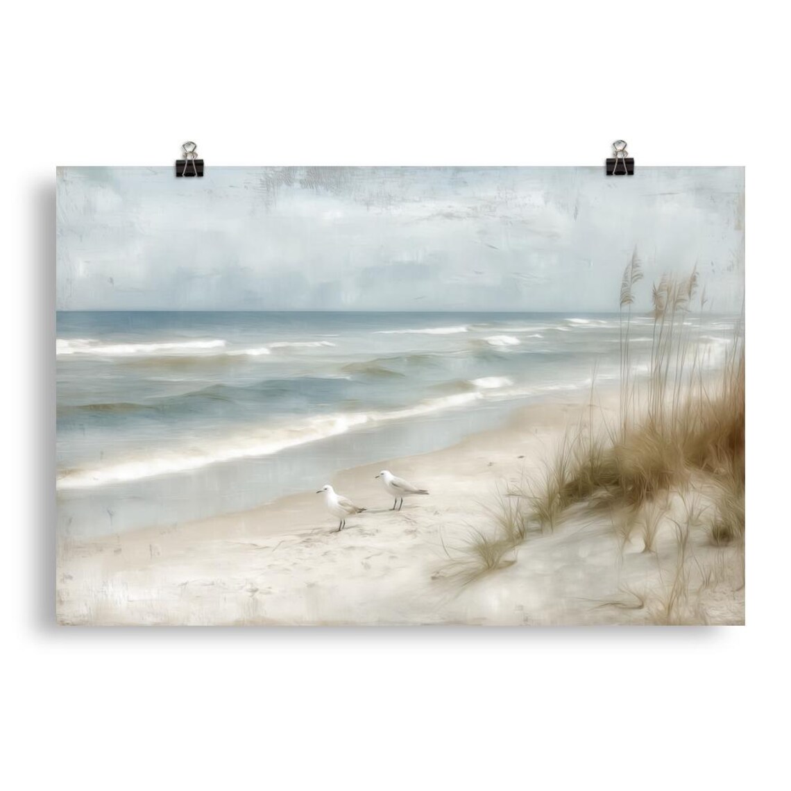 Seagull Ocean Vintage Coastal Sand Dune Art Print