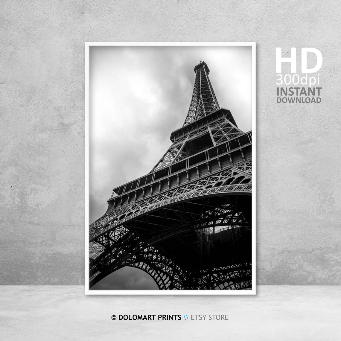 Eiffel Tower Black And White Paris Travel Poster