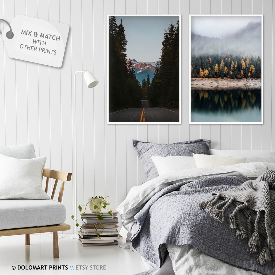 Mountain Road Through Pine Forest At Sunset Scenic Landscape Poster - Image 2