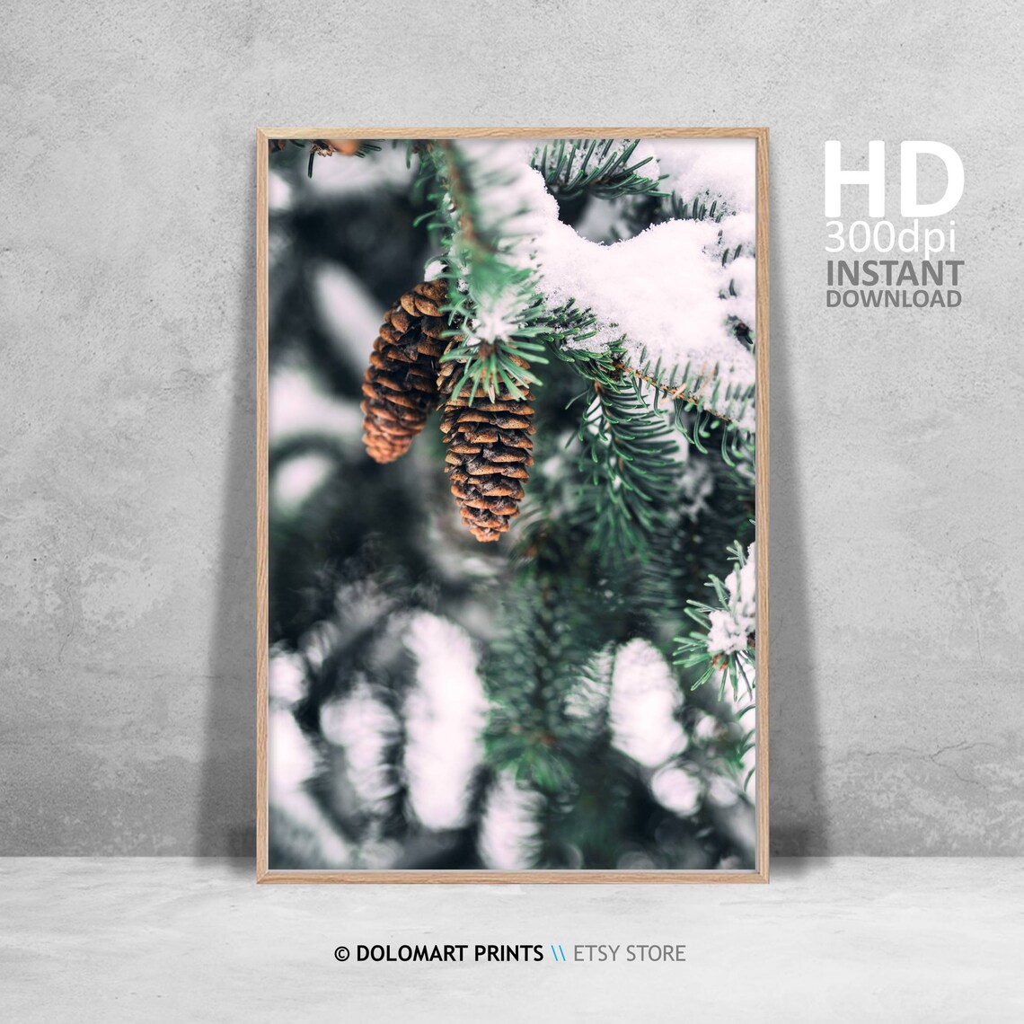 Christmas Pine Tree Snow Forest Art Print - Image 4