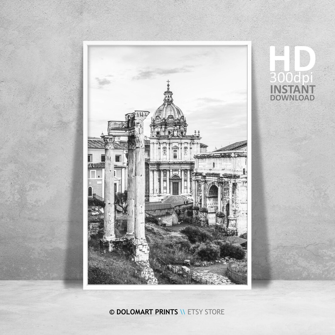 Rome Black and White Travel Poster, Architecture