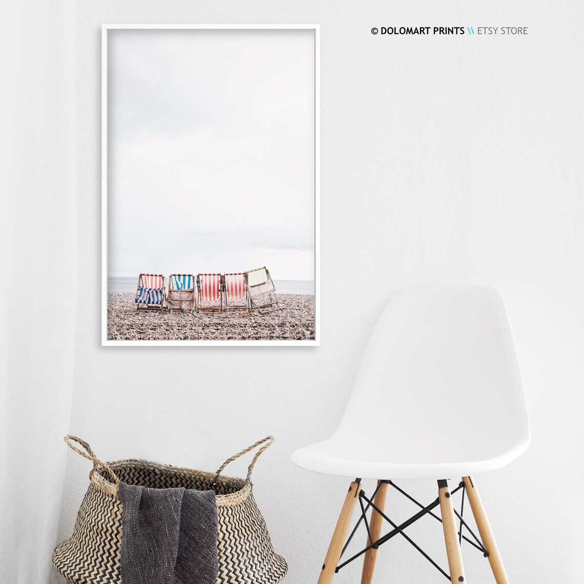 Retro Beach Chair Art Print, Vintage Coastal Decor - Image 3