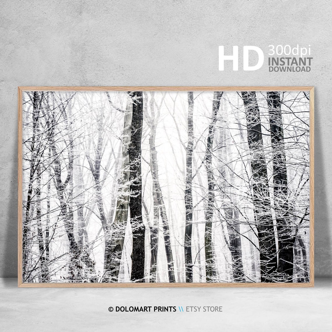 Winter Forest Snow Covered Trees Black And White Nature Poster - Image 3
