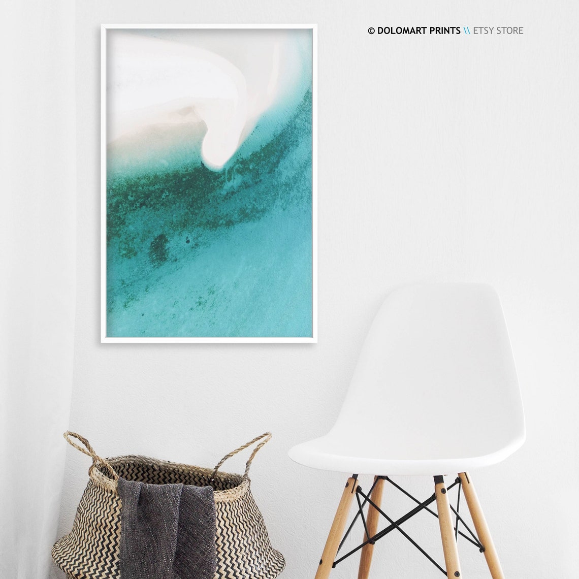 Aerial White Sandbar in Turquoise Sea Drone Photography Poster - Image 3