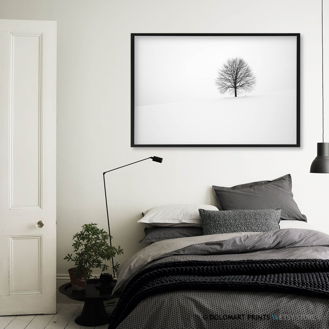 Black and White Scandinavian Minimal Tree Art Print - Image 3
