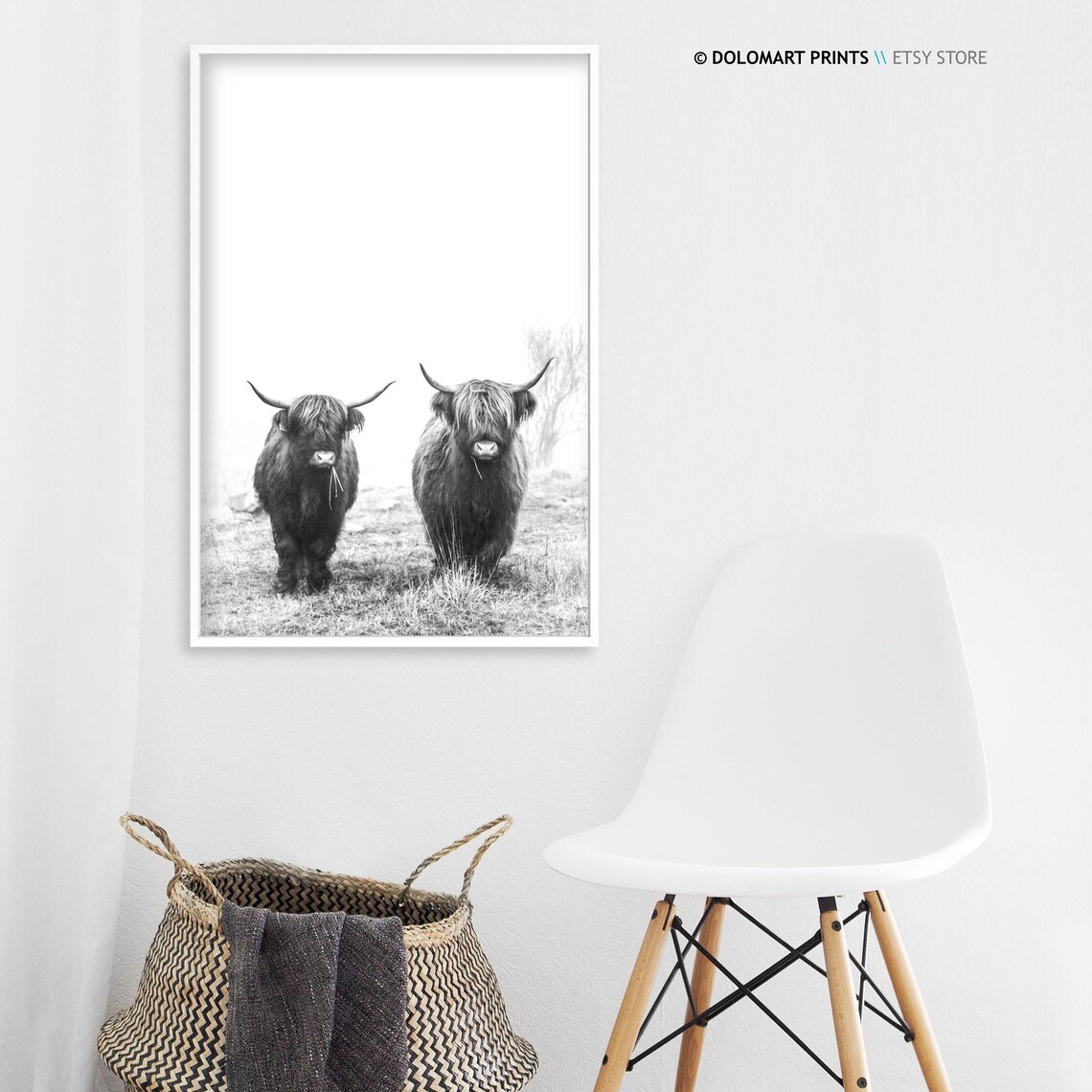 Highland Cow Rustic Farm Animal Art Print - Image 3