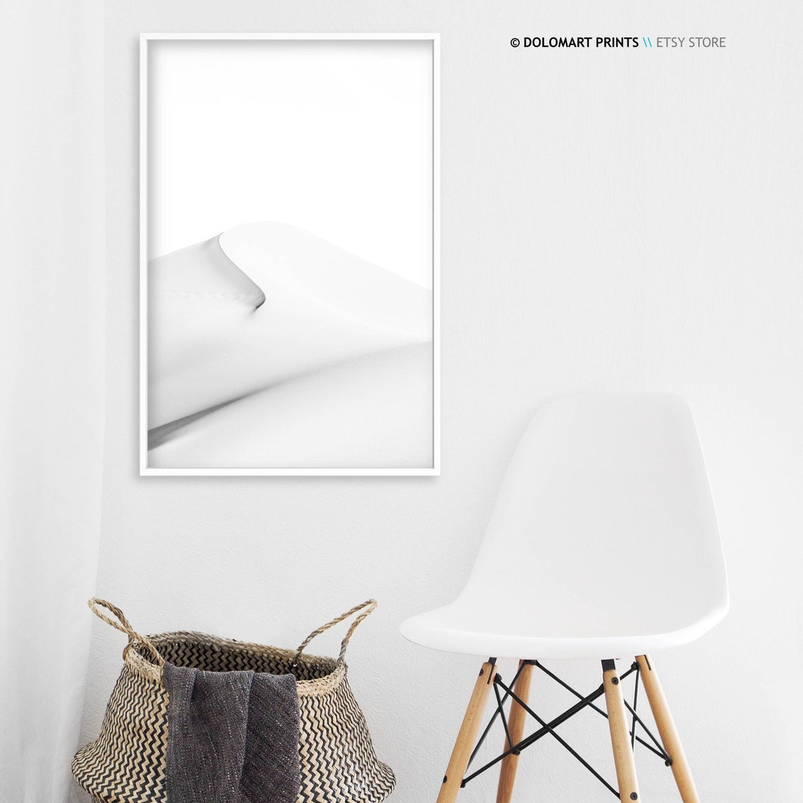 White Sand Dune Minimalist Black And White Desert Photography Poster - Image 3