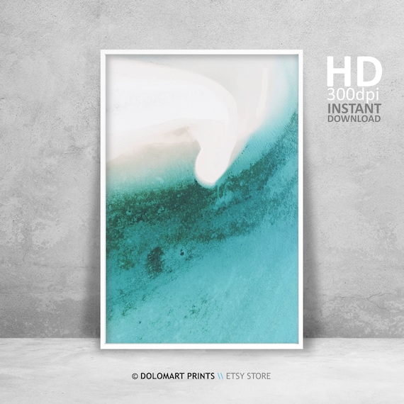 Aerial Beach Print Tropical Art Bedroom Wall Art Tropical Print Drone Beach Art Turquoise Art Poster Modern Minimal Decor