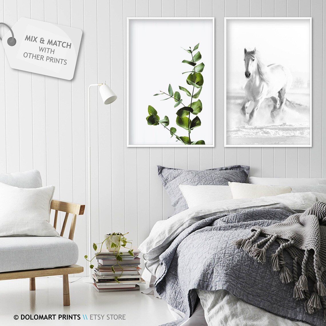 Eucalyptus Print Botanical Print Tropical Wall Art Botanical Leaf Print Green And White Prints Modern Minimalist Wall Decor - Image 2