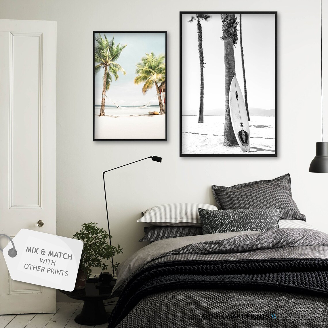 Vintage Ocean Beach Palm Tree Travel Poster - Image 2