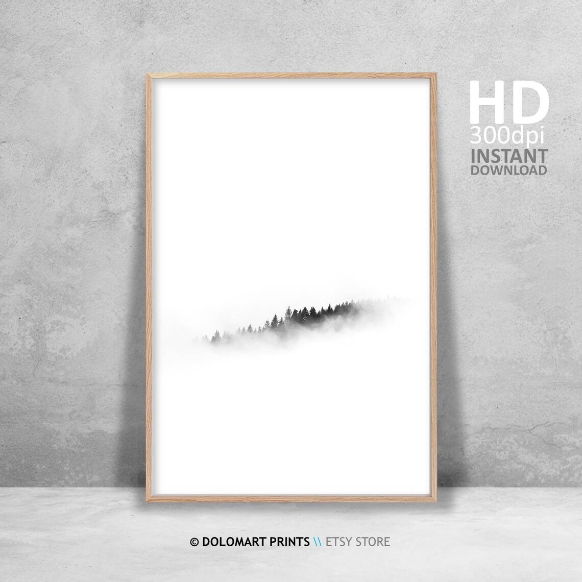 Black And White Minimal Forest Winter Tree Art Print - Image 4