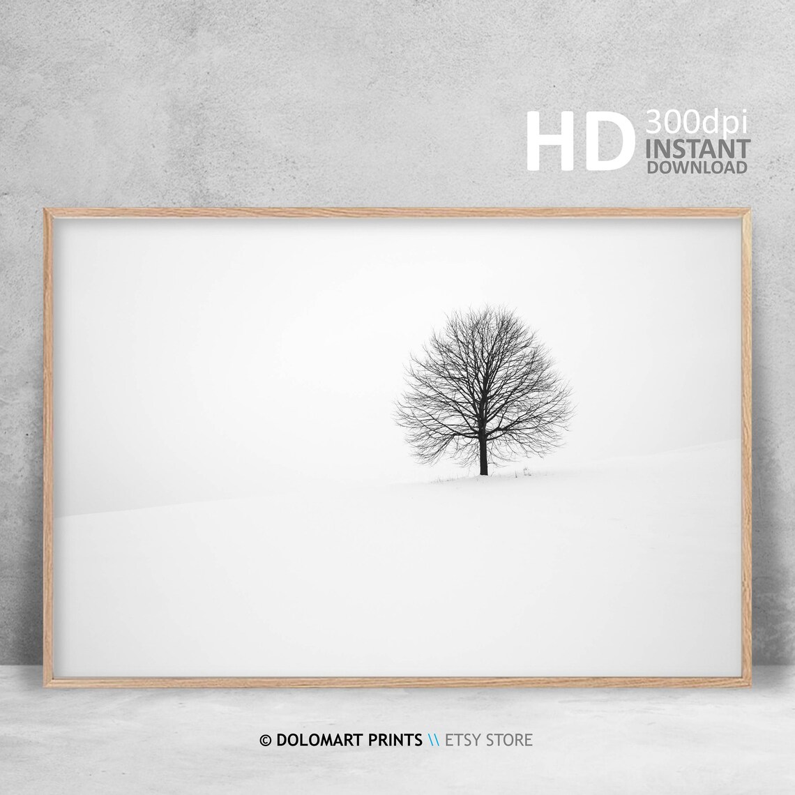 Black and White Scandinavian Minimal Tree Art Print - Image 4