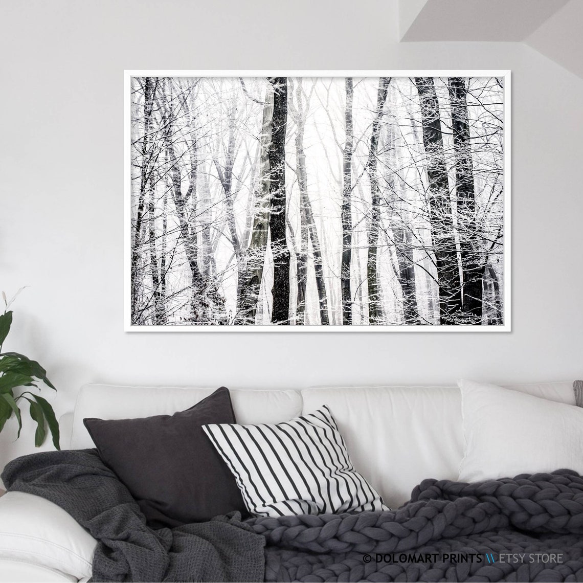 Winter Forest Snow Covered Trees Black And White Nature Poster - Image 2
