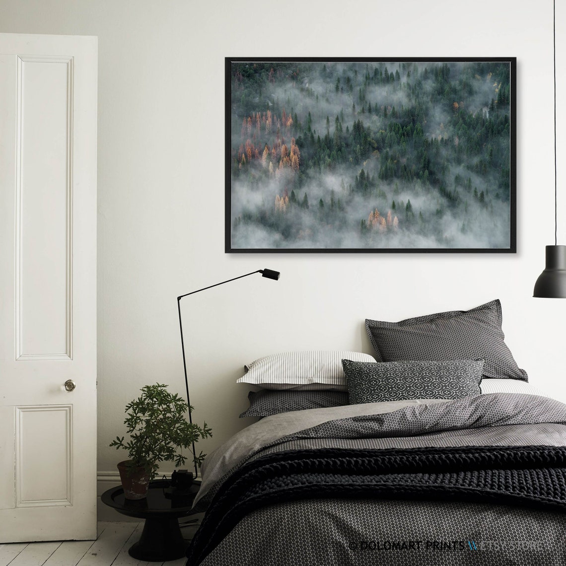 Aerial View Of Foggy Evergreen Forest In Mist Nature Landscape Poster - Image 3