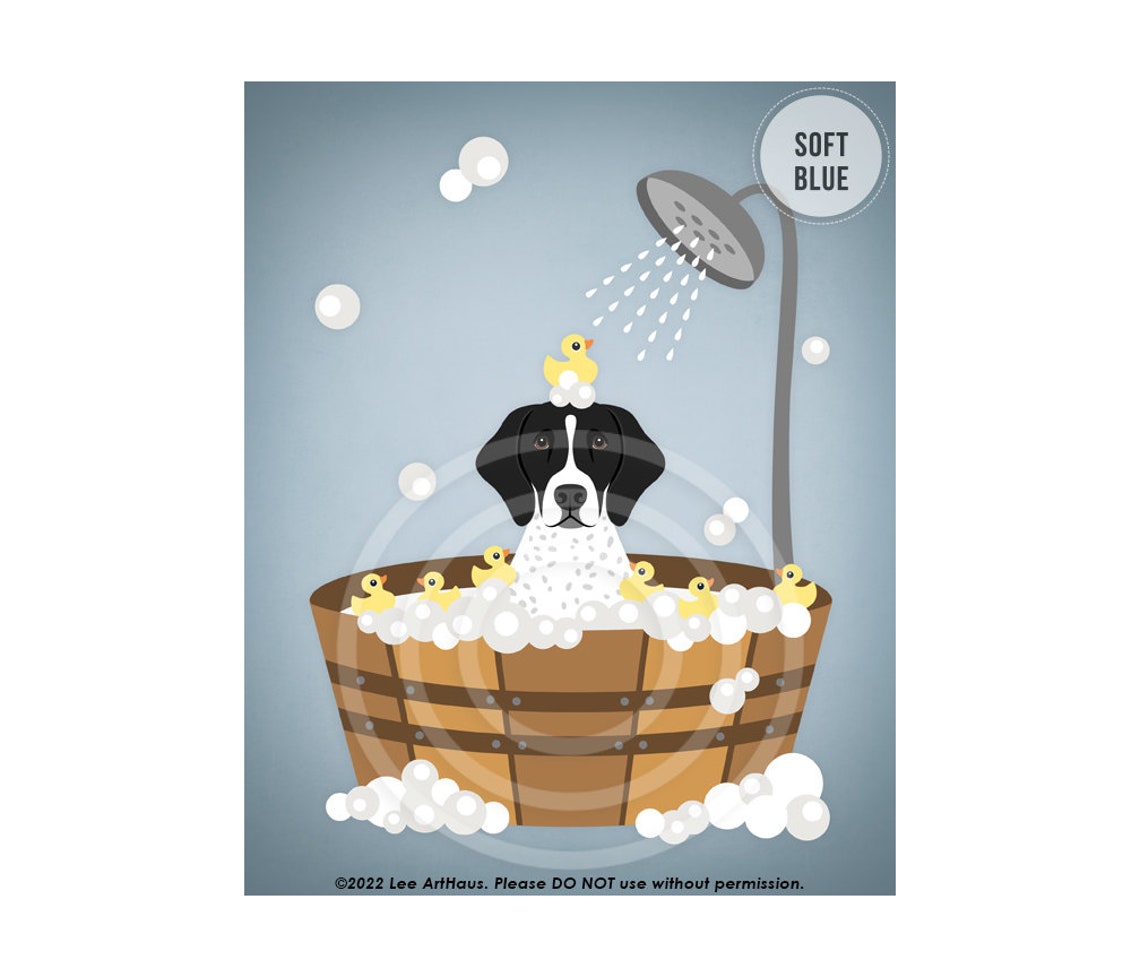 German Shorthaired Pointer In Wooden Tub Bath With Rubber Ducks Poster - Image 2