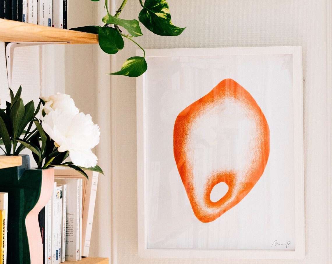 Peach Drop Soft Gradient Organic Minimalist Abstract Art Poster - Image 3