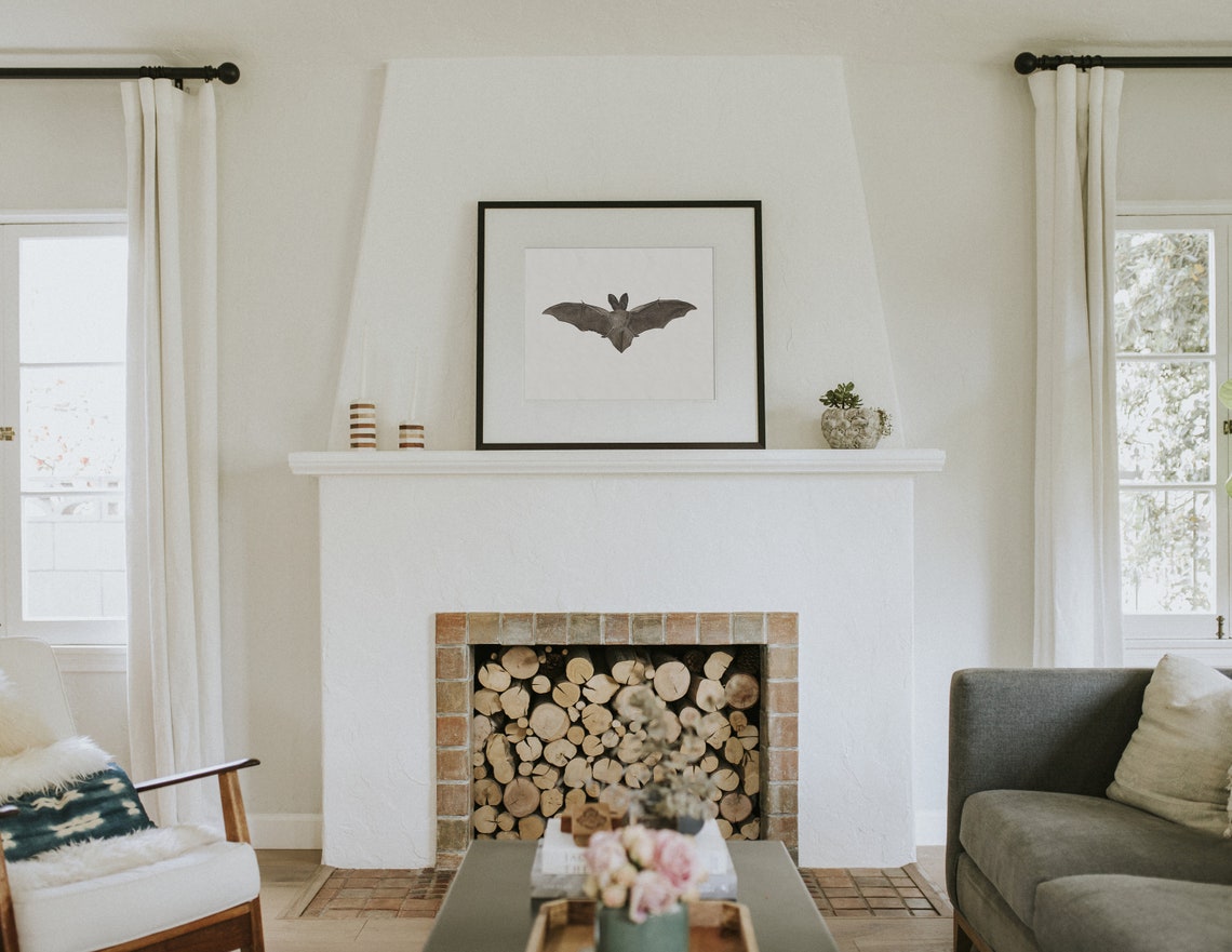 Vintage Bat Painting Halloween Art Print - Image 2