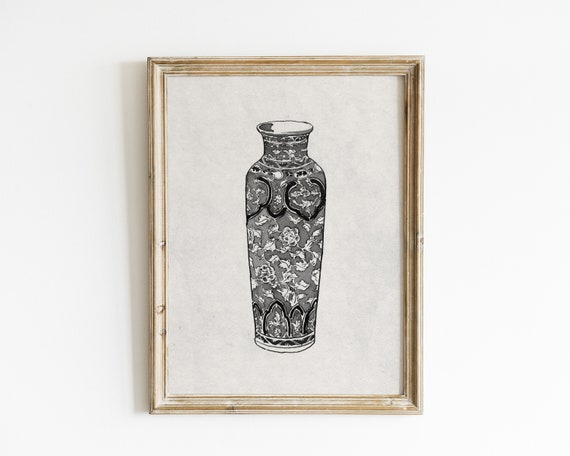 Vintage Ginger Jar Sketch Art, Minimalist Print
