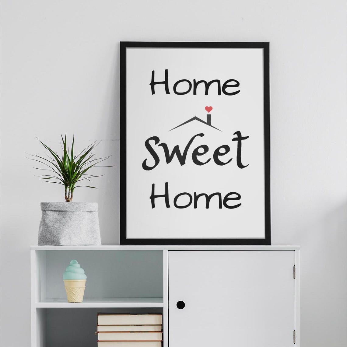 Home Sweet Home Script Quote House Heart Minimalist Wall Art Poster - Image 2