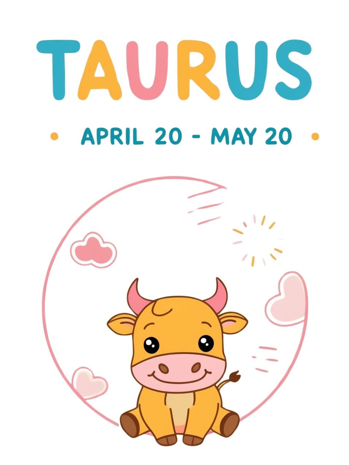 Taurus Zodiac Nursery Print Smiling Baby Calf Star Sign Decor - Image 3