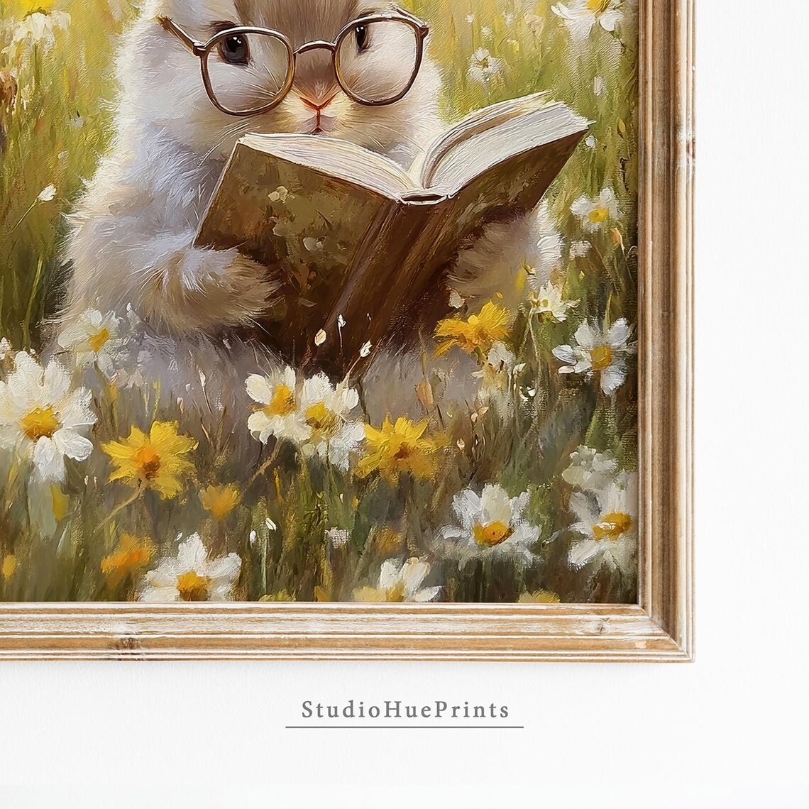 Easter Bunny Reading Book Art Print, Spring Nursery Decor - Image 2