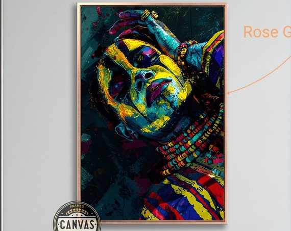 Tribal Woman Portrait Framed Wall Art Abstract Colorful Womans Face Painting Print Bold And Vibrant African Wall Decor Ready To Hang