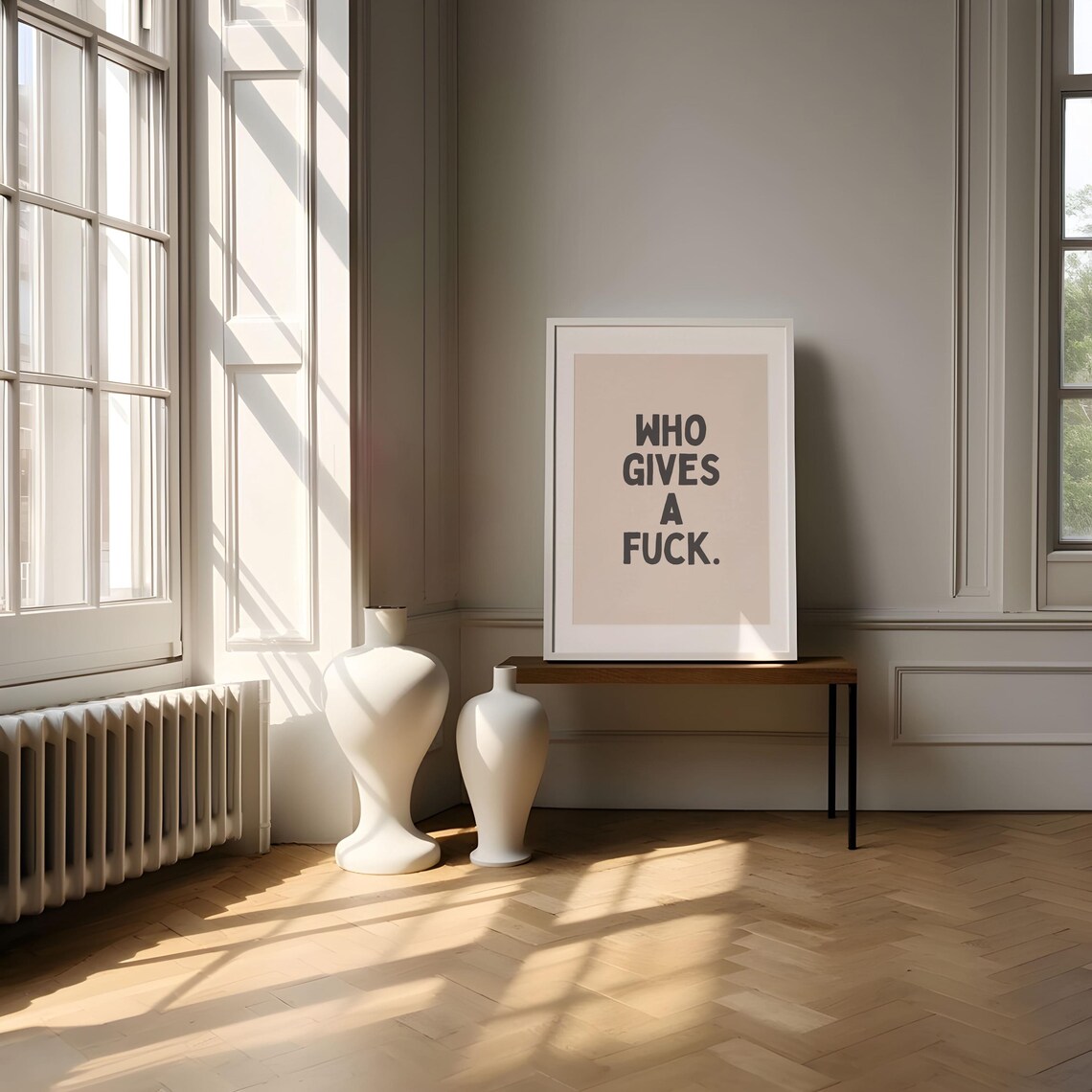 Who Gives a Fuck Simple Bold Typography Funny Sweary Quote Poster - Image 3