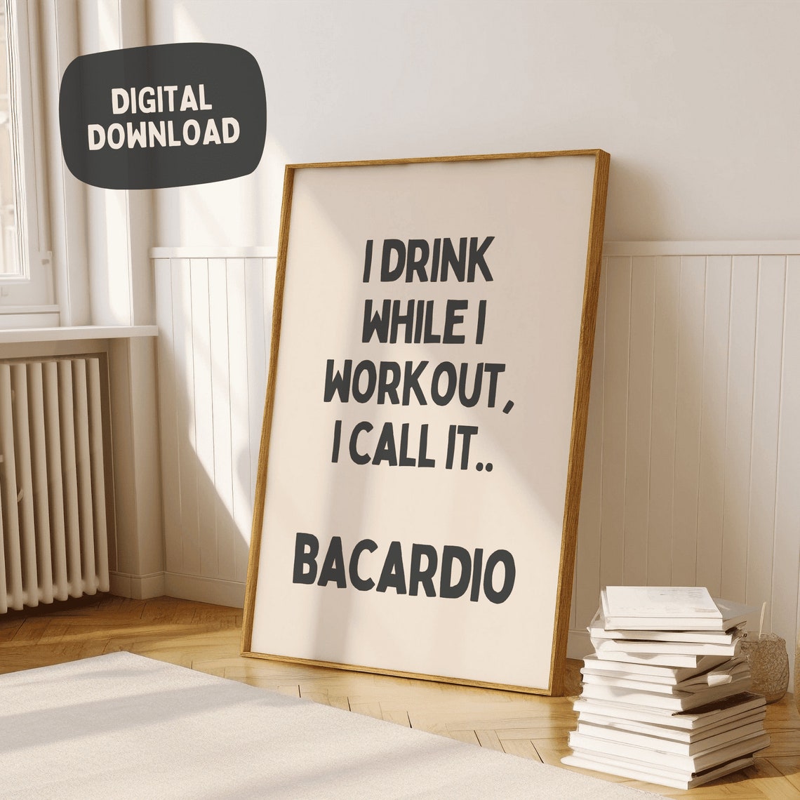I Drink While I Workout I Call It Bacardio Funny Gym Bar Poster