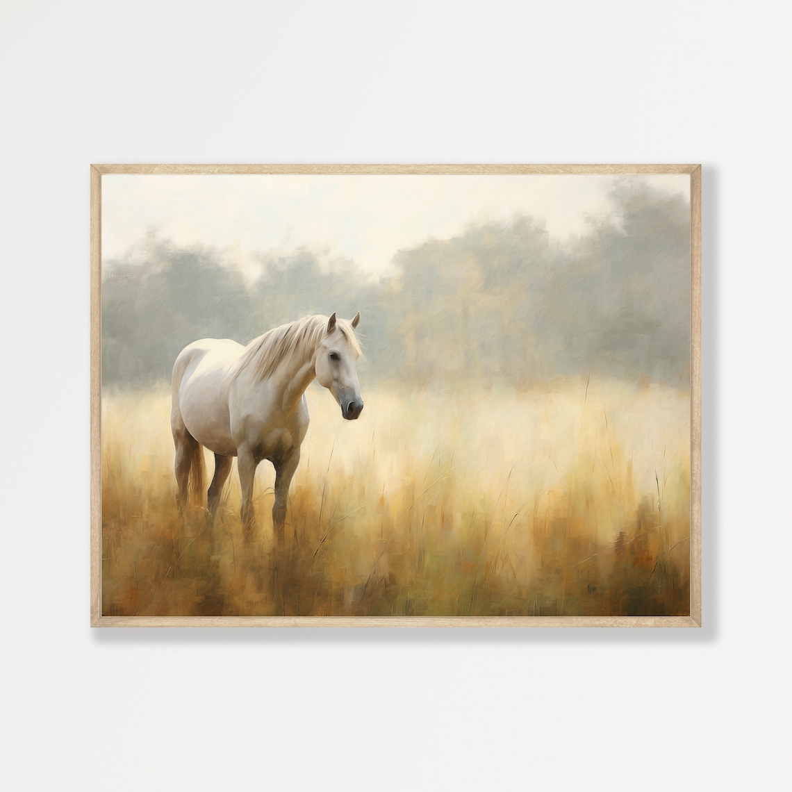 Horse Grazing Vintage Country Painting, Equestrian Art Print
