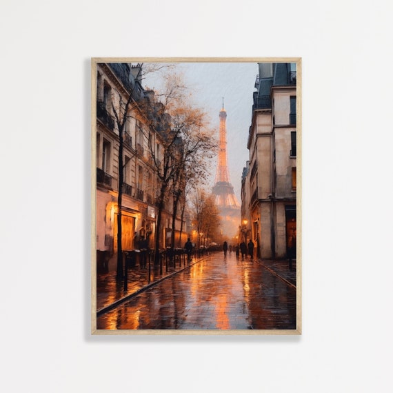 Moody Vintage Paris Eiffel Tower Art Print, Retro France