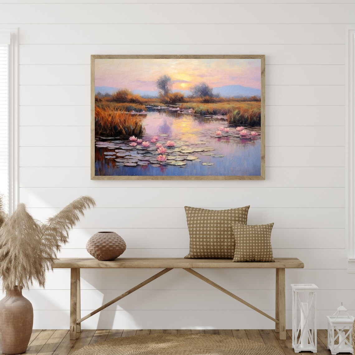 Water Lilies Painting, Retro Country Wall Art Print - Image 3