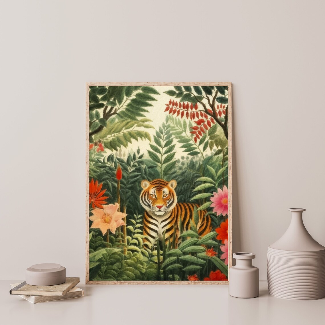 Jungle Tiger Retro Animal Art Print, Kids Bedroom - Image 3