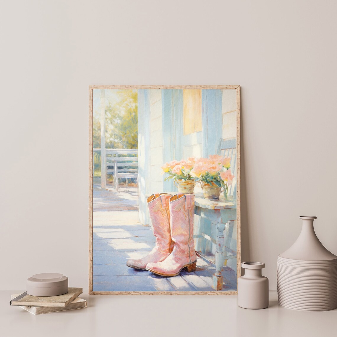 Country Boots Retro Cowgirl Western Art Print - Image 3