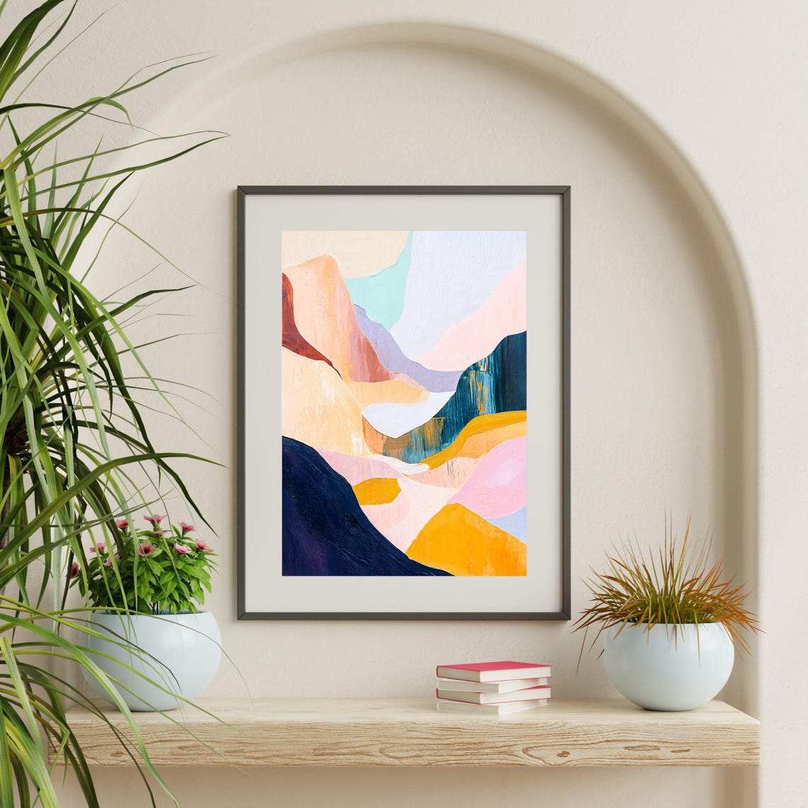 Abstract Mountains Painting Retro Boho Eclectic Aesthetic Wall Art Minimal Modern Landscape Print Mid Century Home Decor 1016 - Image 2