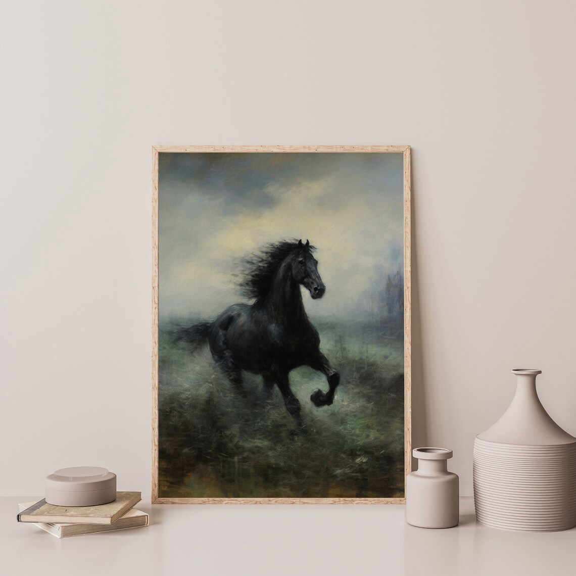 Dark Horse Painting, Moody Equestrian Art Print - Image 3