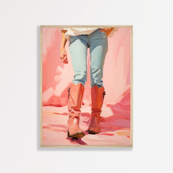 Pink Western Wall Art Print Retro Country Cowgirl Decor Minimal Girly Apartment Room Decor Teen Bedroom Decor P 401