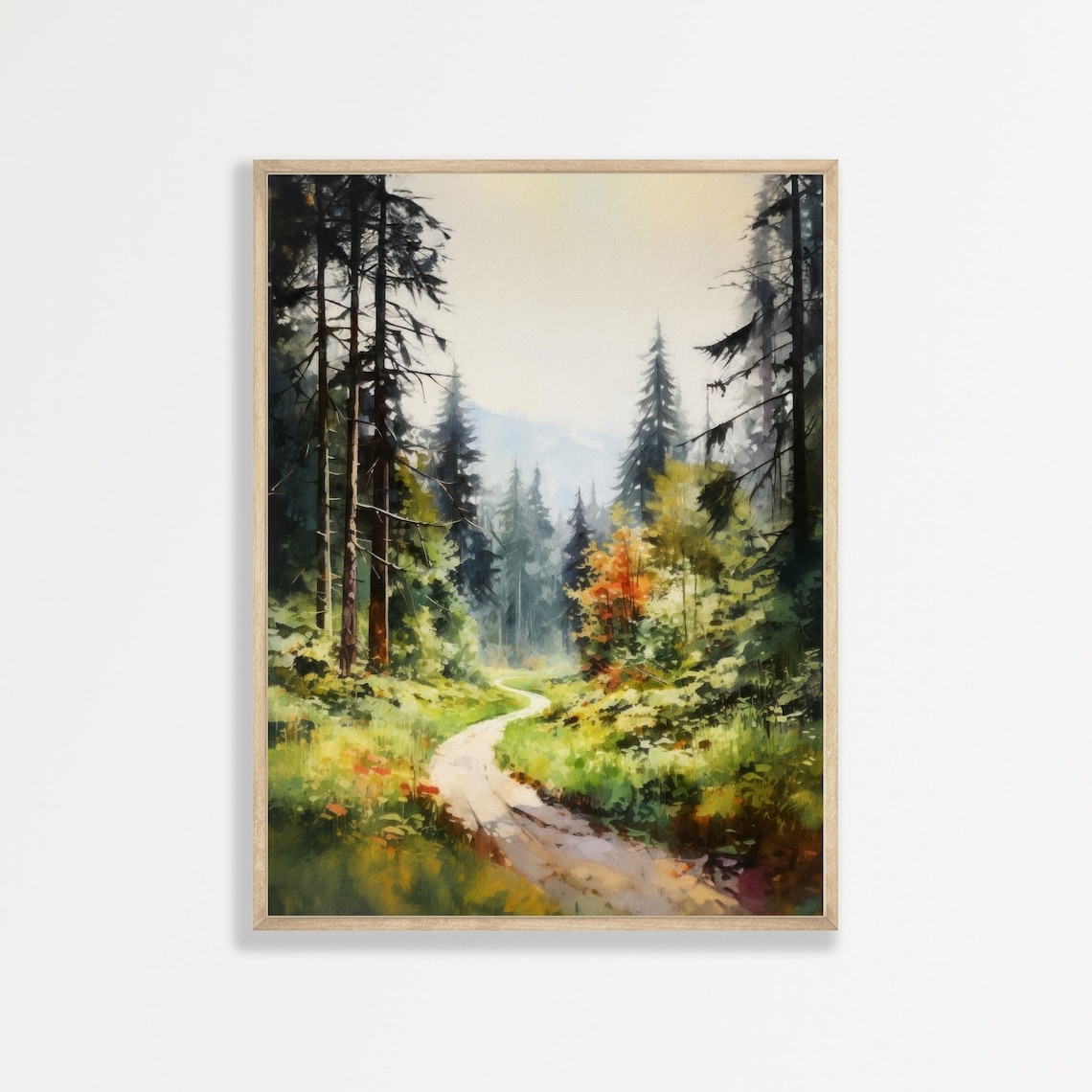 Forest Trail Vintage Landscape Wall Art Print