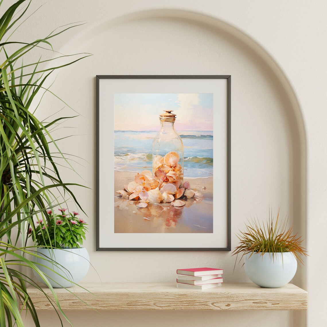 Beach Seashells Retro Coastal Vintage Art Print - Image 2
