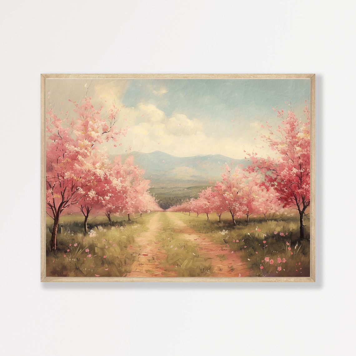 Spring Landscape, Retro Country Farmhouse Art Print