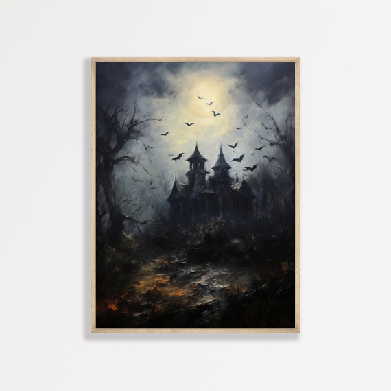 Abandoned Mansion Print Dark Academia Wall Art Vintage Antique Painting Maximalist Home Decor P 950