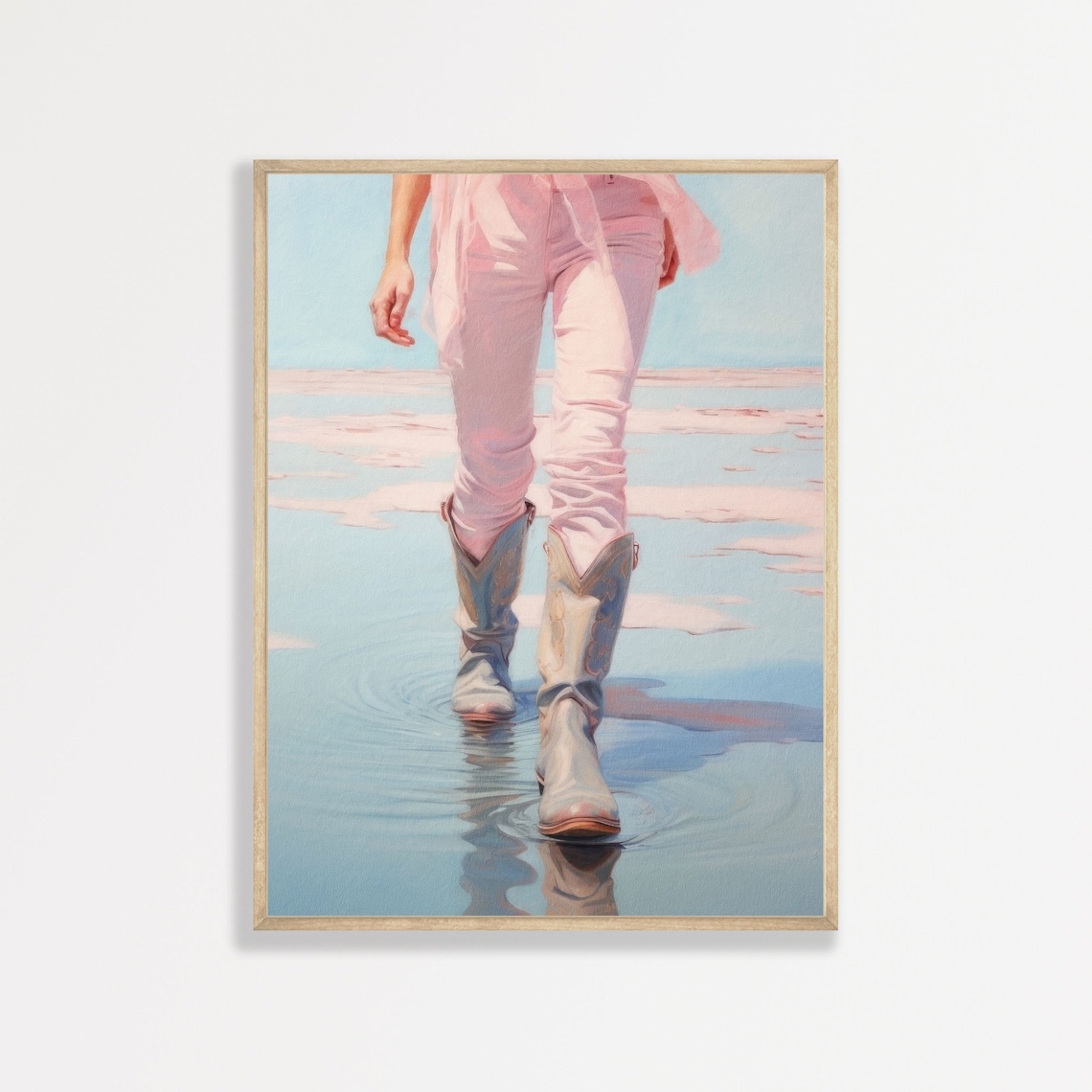 Cowgirl Boots Retro Art Print, Girly Country Decor