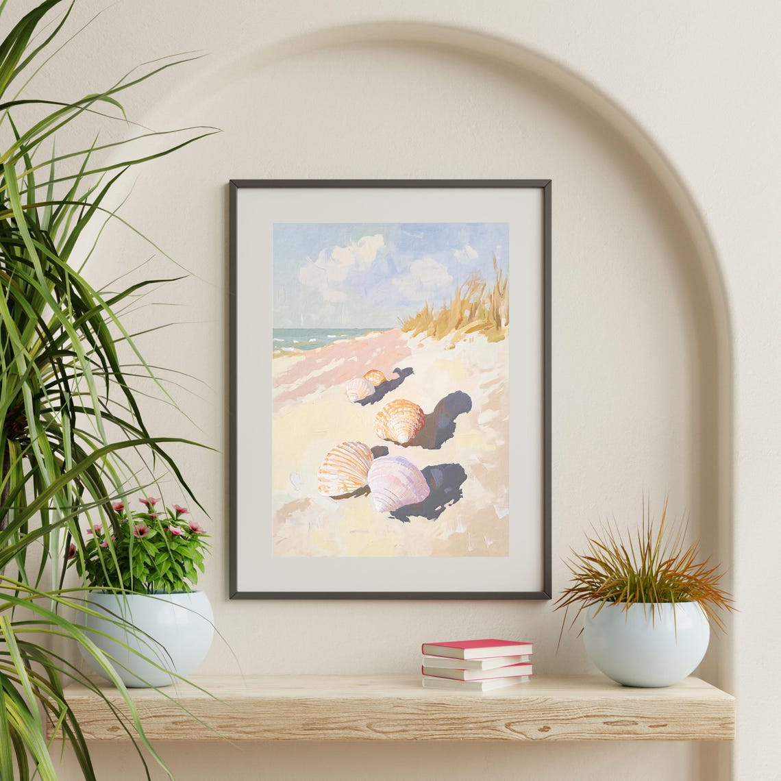 Seashells On Sunny Beach Shore Coastal Still Life Travel Poster - Image 2