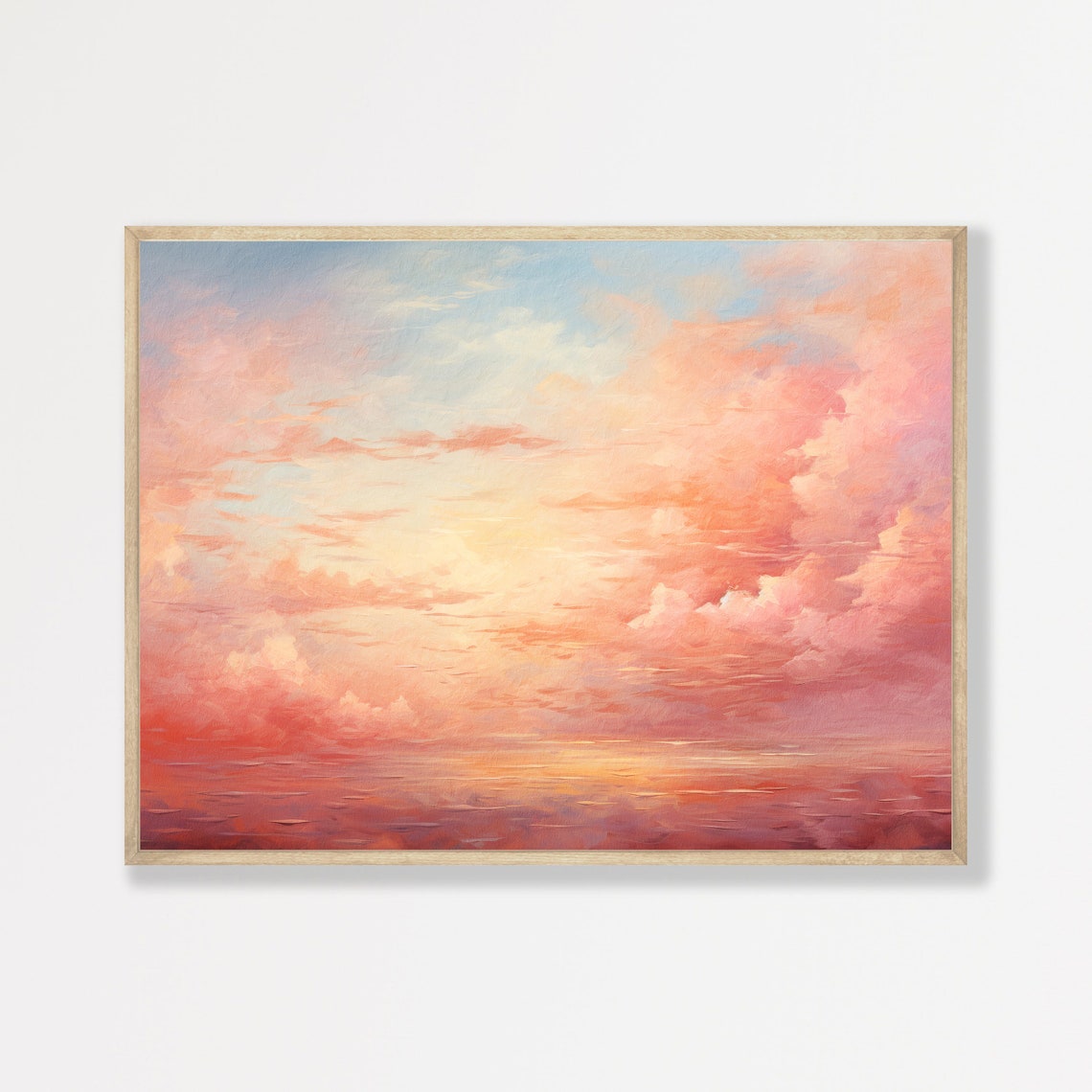 Pastel Pink Sky Print Retro Girls Room Wall Art Trendy Abstract Oil Painting Minimalist Vintage Artwork P 632