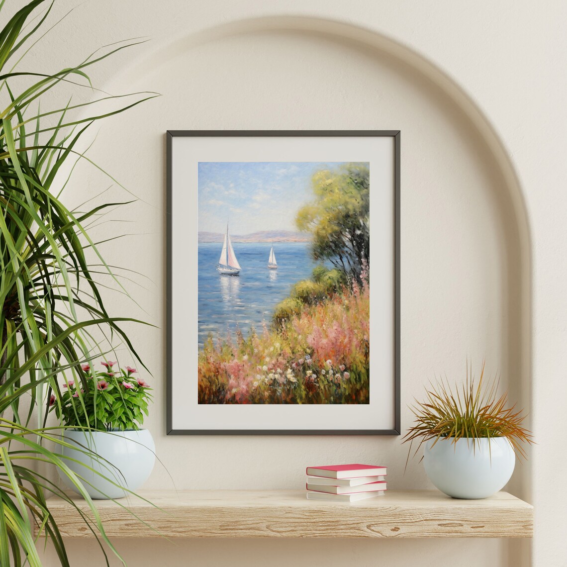 Vintage Sailboats Retro Coastal Aesthetic Art Print - Image 2