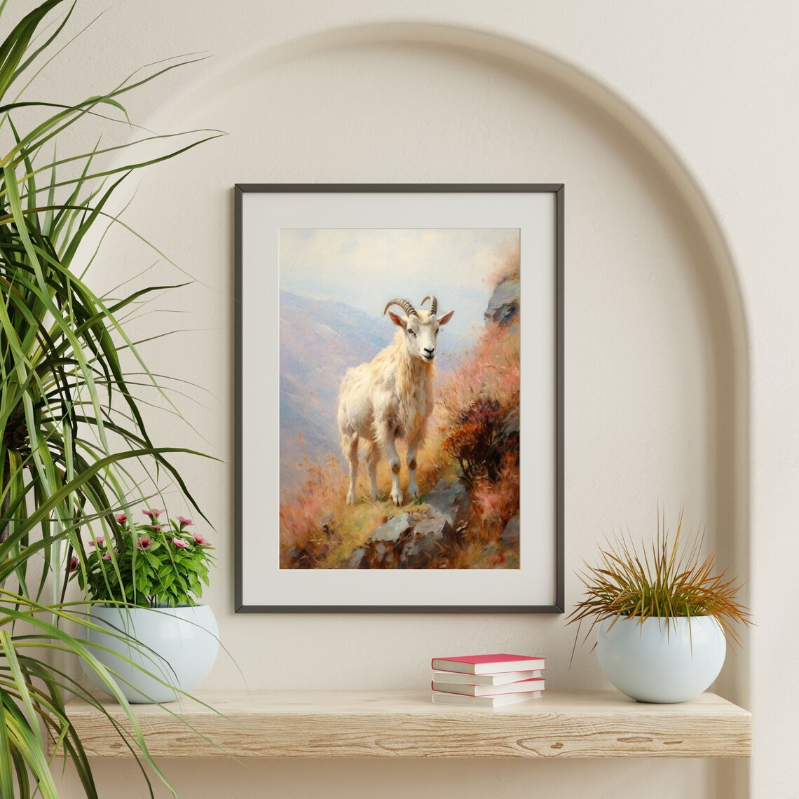 Mountain Goat Retro Kids Bedroom Animal Art Print - Image 2