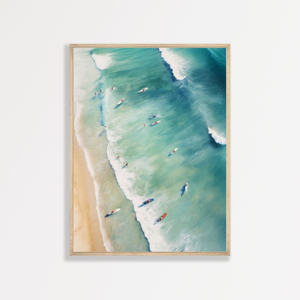Retro Beach Waves Painting Coastal Seascape Art Print