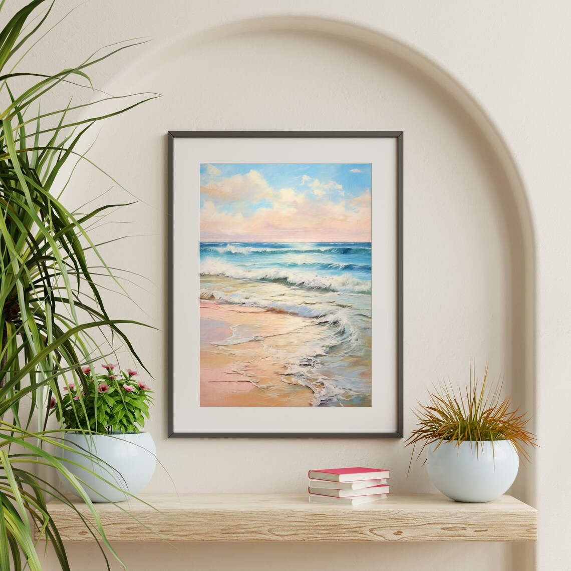 Coastal Waves Retro Seascape Art Print, Vintage Beach - Image 2