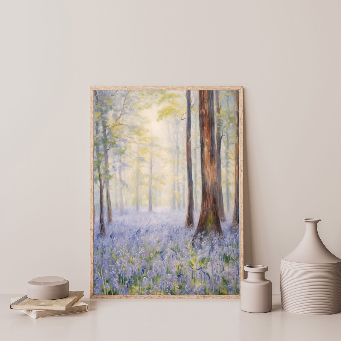 Bluebell Forest Vintage Spring Landscape Art Print - Image 3
