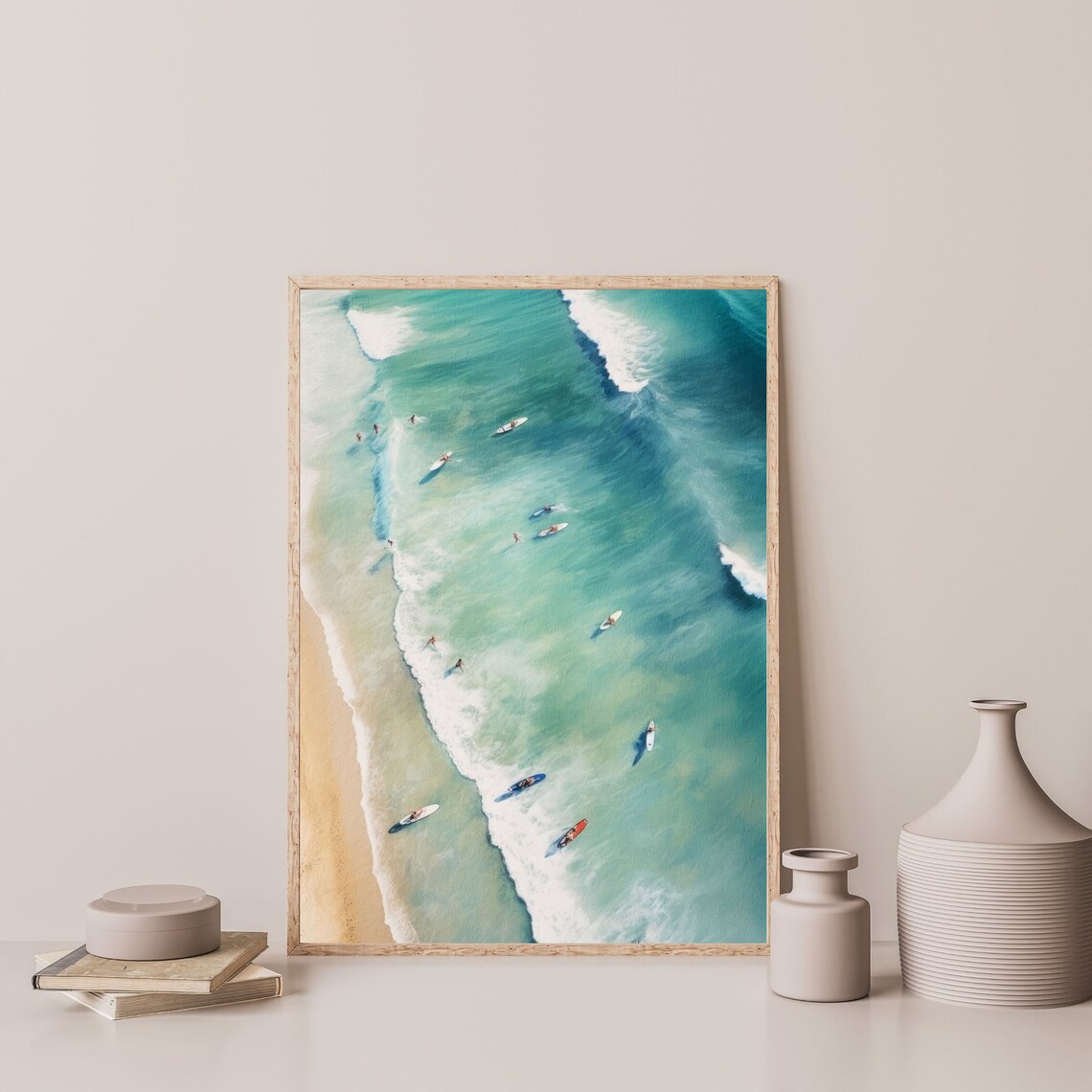 Retro Beach Waves Painting Coastal Seascape Art Print - Image 3